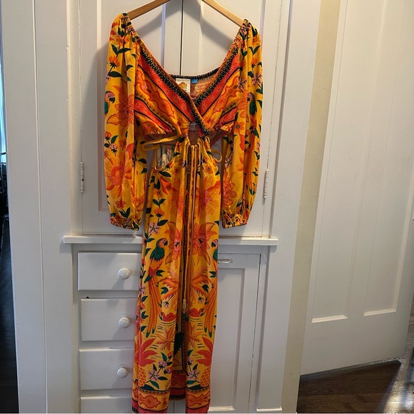 NWT Farm Rio Anthropologie Printed Wrap Cutout Dress Tropical Fresh Sz: Small - Picture 1 of 8